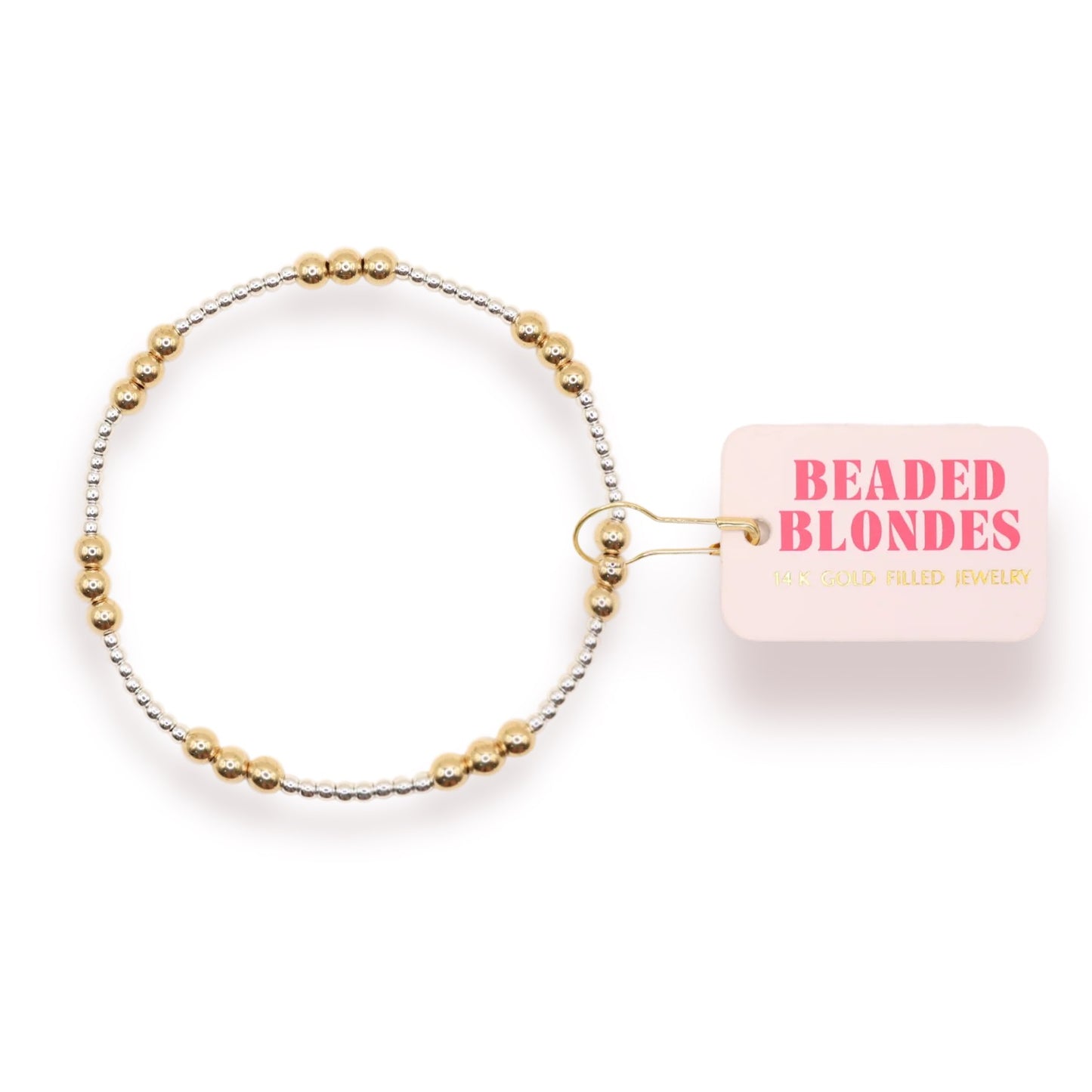 Beaded Blondes ILY Bracelet in Silver with Gold