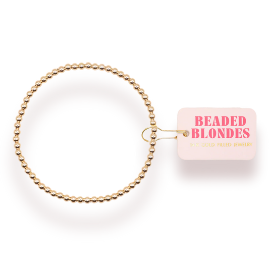 Beaded Blondes 3MM Gold Beaded Bracelet Extended
