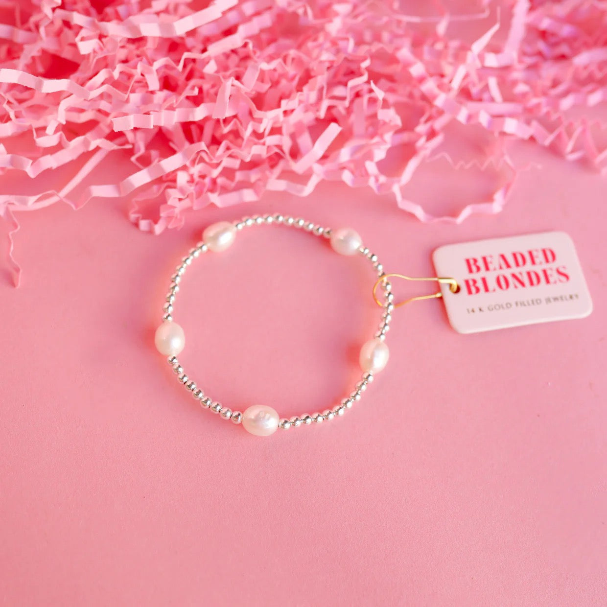 Beaded Blondes Pearl Poppi Silver Bracelet