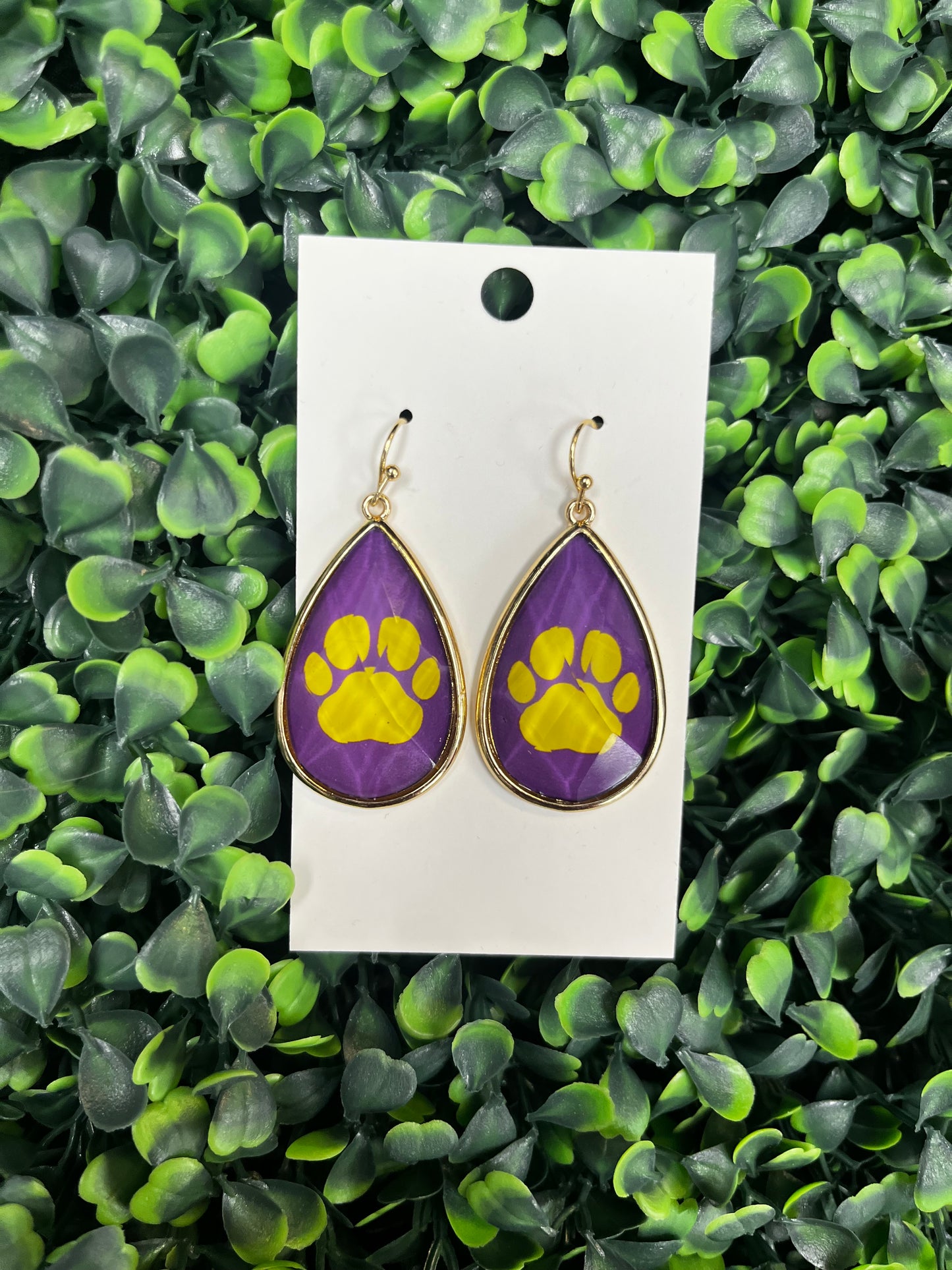 Purple & Gold Paw Earrings