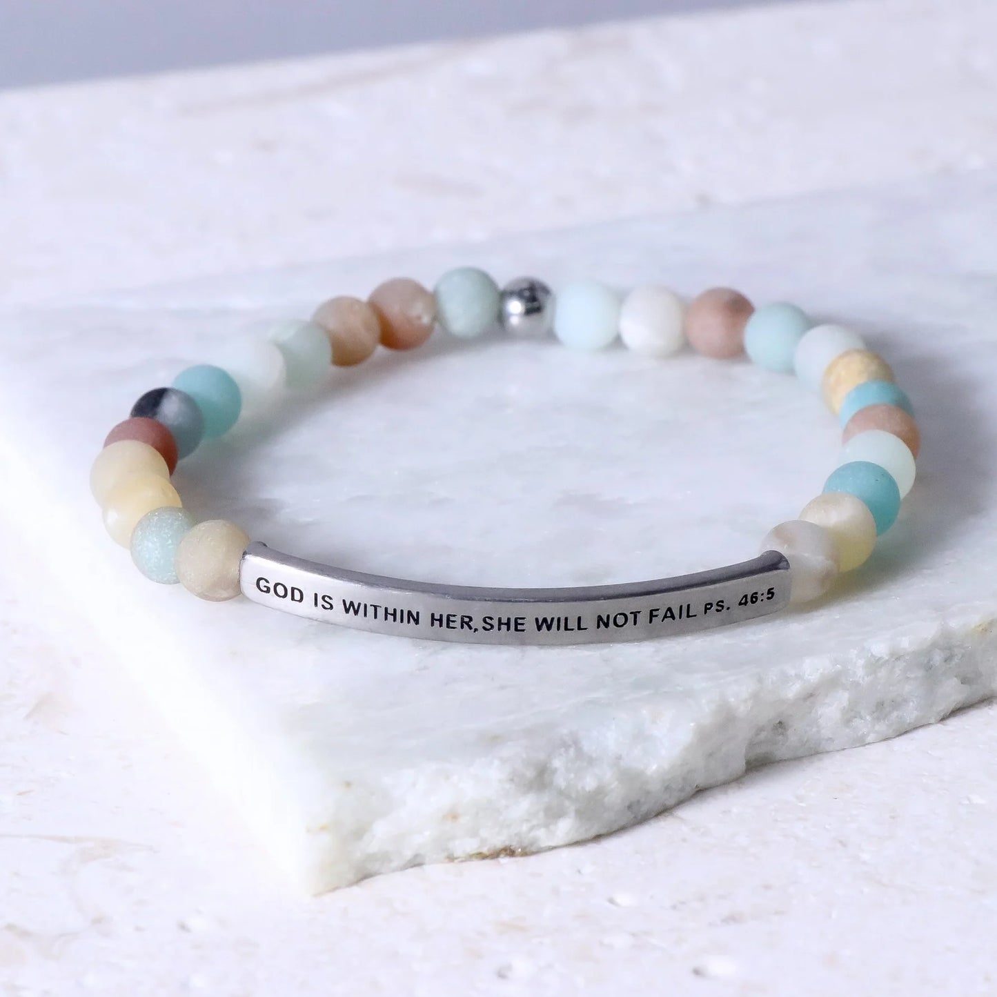 Inspiration Co If God is Within Her she will not Fail Bracelet- Amazonite