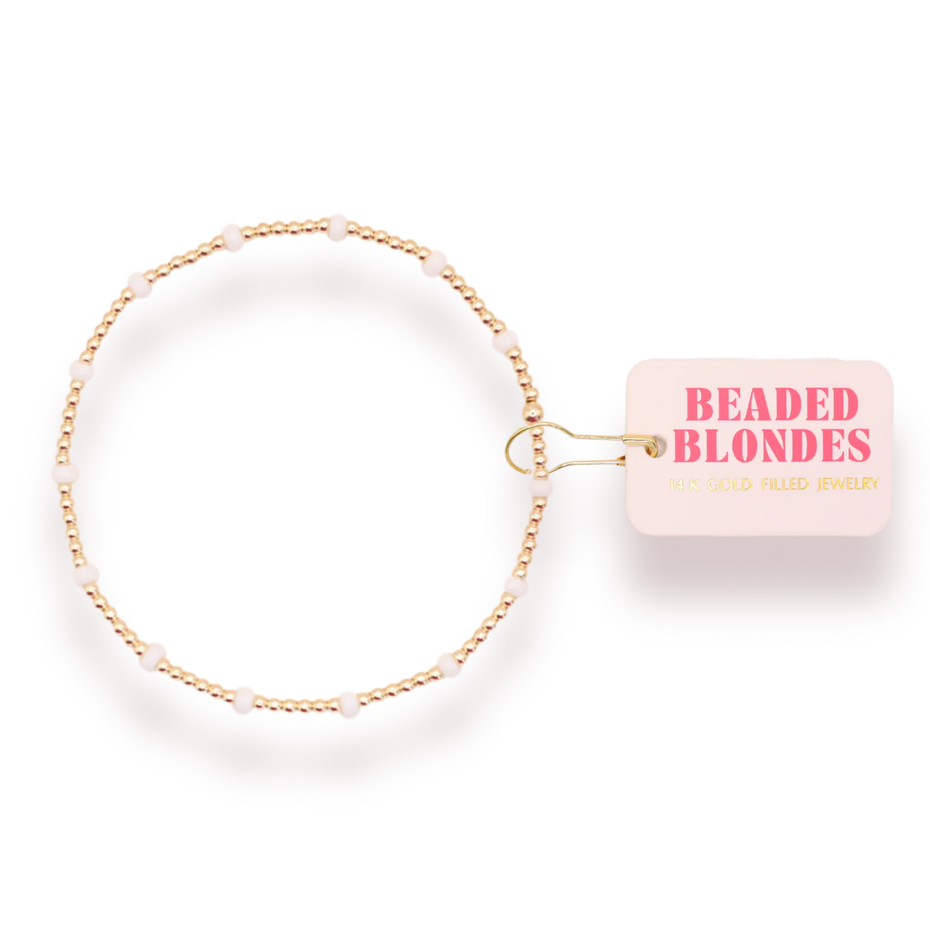 Beaded Blondes White Dainty Poppi Gold Bracelet