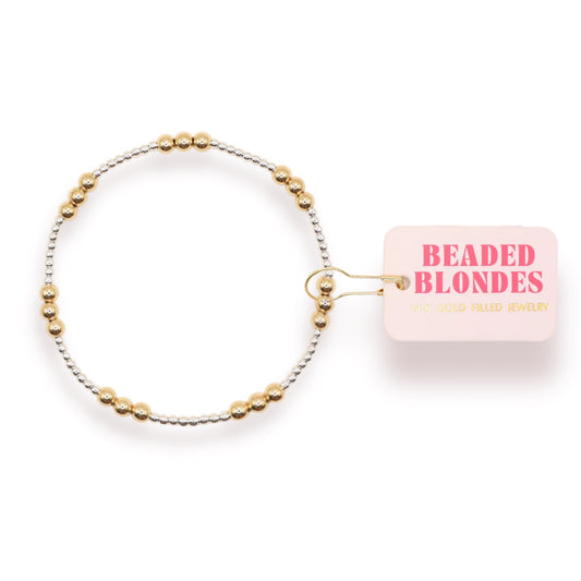 Beaded Blondes ILY Bracelet in Silver with Gold
