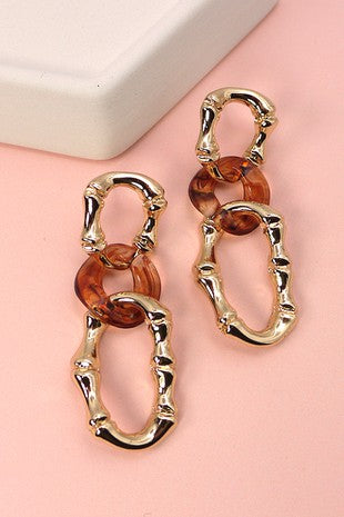 Bamboo Link Drop Earrings
