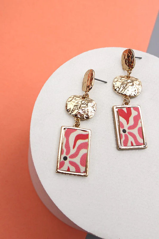 Pink Geo Drop Earrings