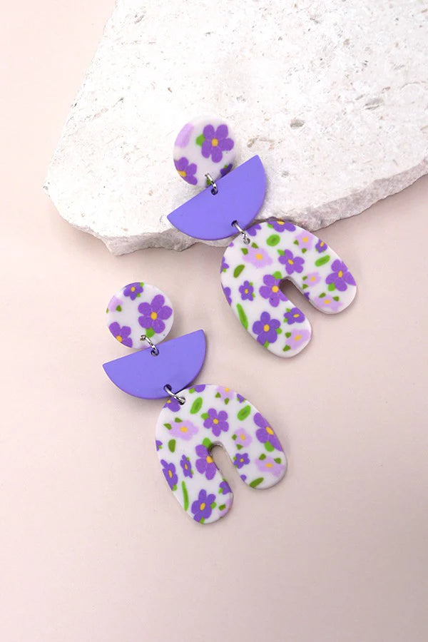 Flower Clay Drop Earrings