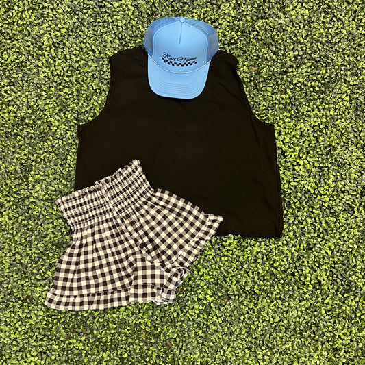 Black Gingham Staple Short