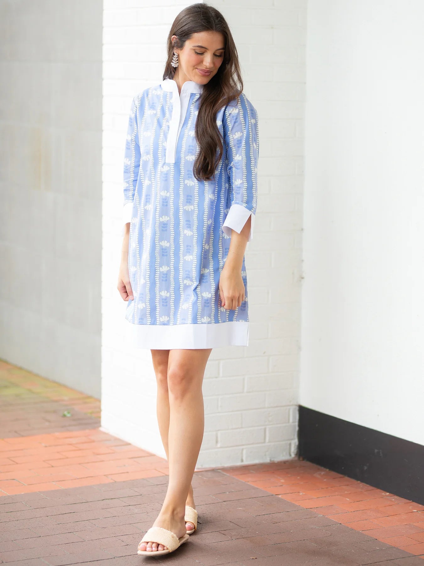 Blue Camille Stem Stripes Dress