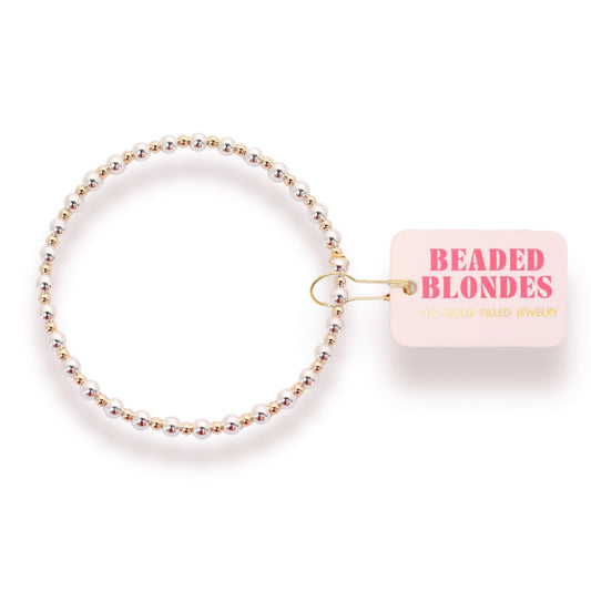 Beaded Blondes Mini Katy Bracelet in Silver With Gold