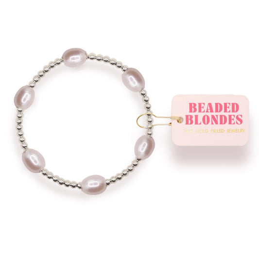 Beaded Blondes Pearl Poppi Silver Bracelet