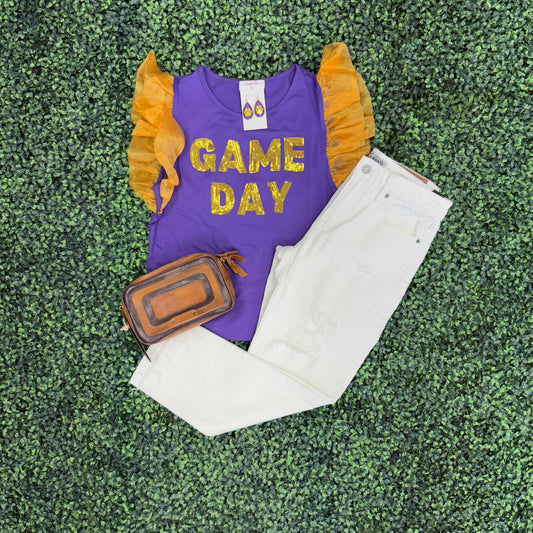 Game Day Glitter Ruffle Sleeve