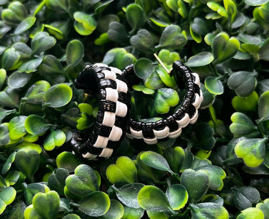 Black & White Checkered Hoop Earrings