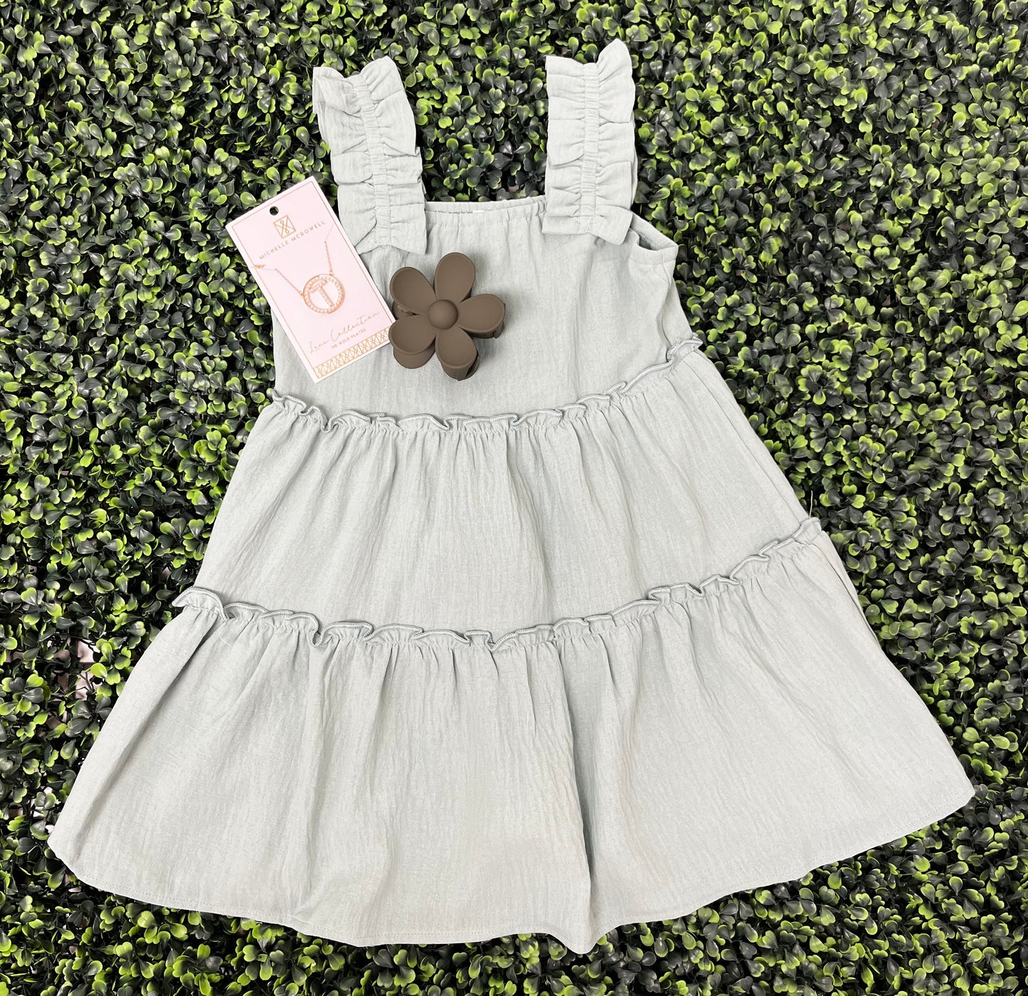 Tween Sage Ruffled Up Dress