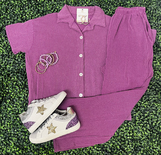 Purple Ribbed Everyday Top