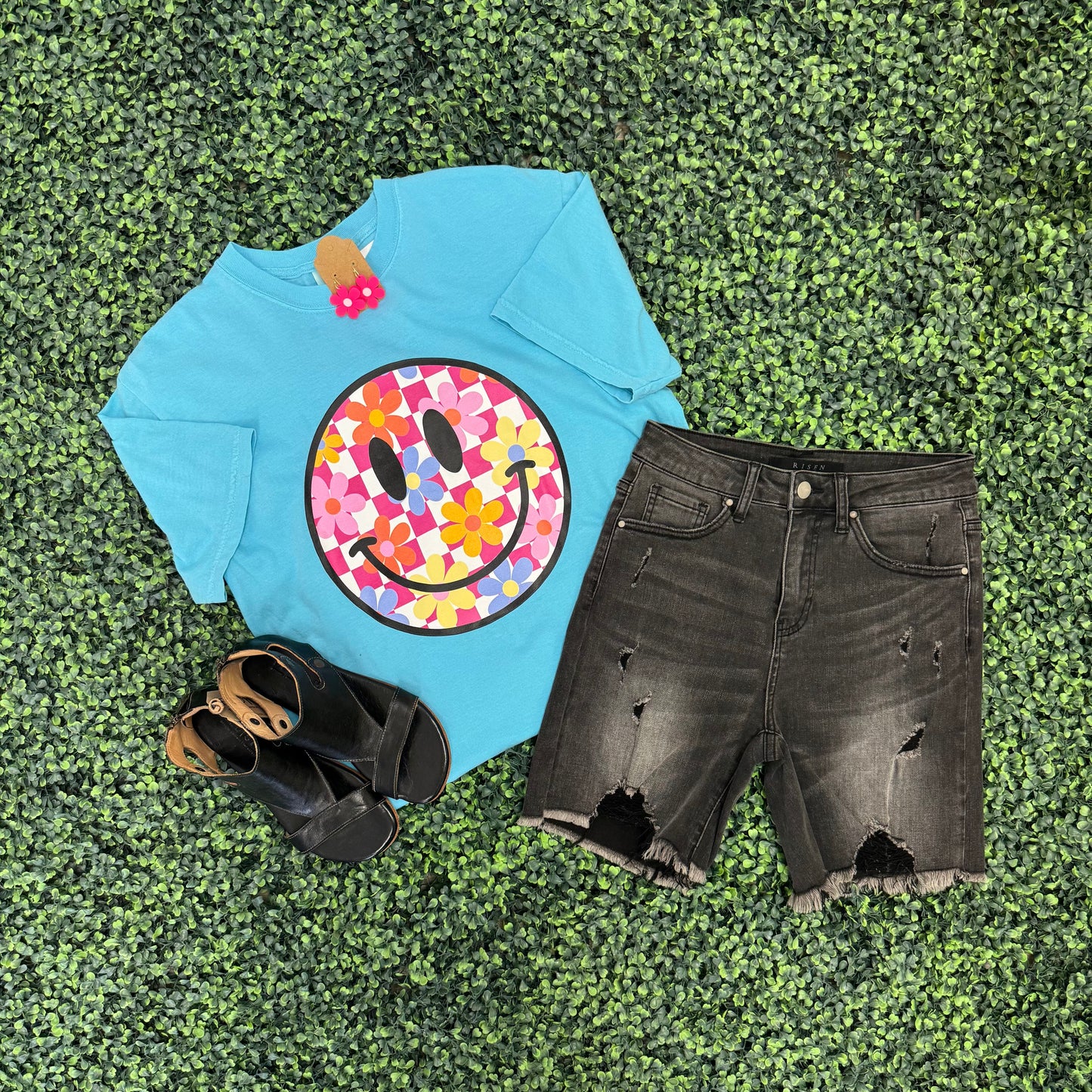 Risen Black Distressed Bermuda Shorts