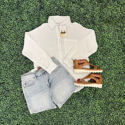 White Bay Breeze Gauze Top
