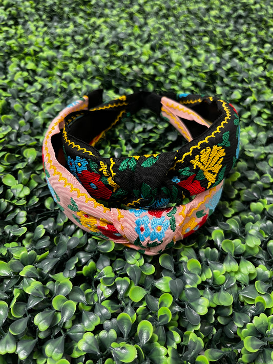Embroidered Flower Headband