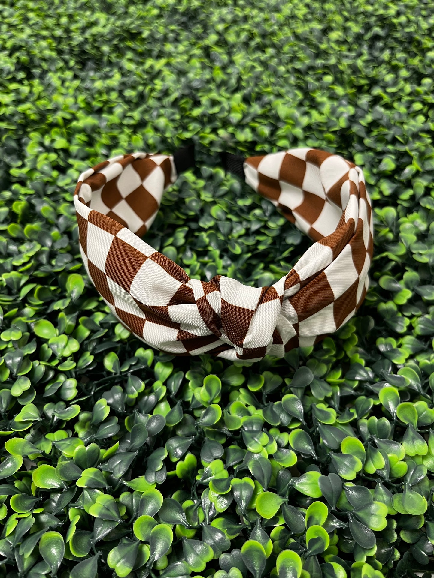 Brown Checkered Headband