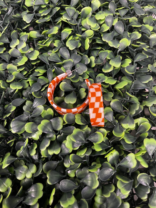 Orange Checkered Earrings