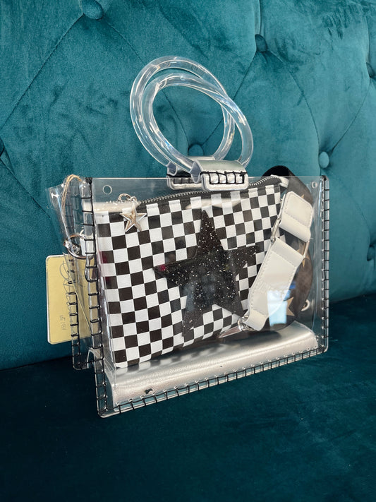 Vintage Havana Checkered Stadium Purse