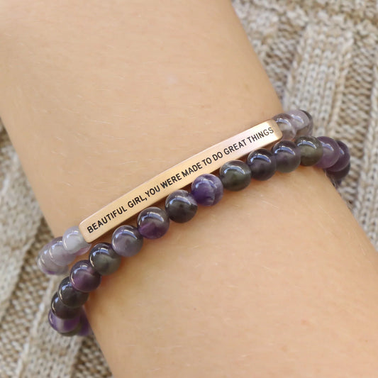Inspiration Co Beautiful Girl, Great Things Bracelet -Amethyst