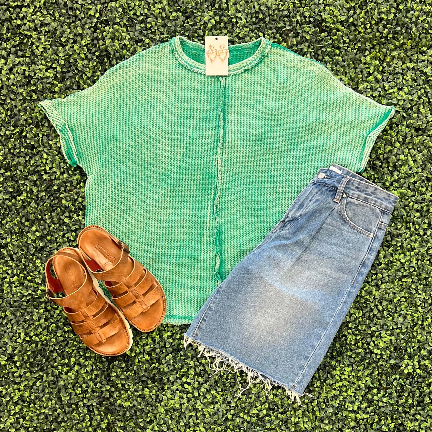 Emerald Waffle Top