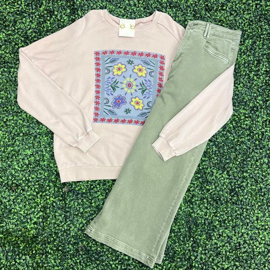 Mica HR Green Cropped Denim