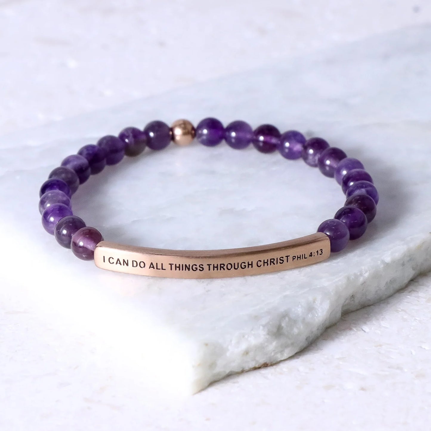 Inspiration Co I can do all things through Christ Bracelet - Amethyst