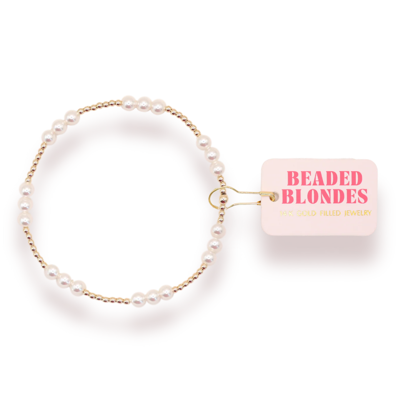 Beaded Blondes ILY Pearl Gold Bracelet Extended