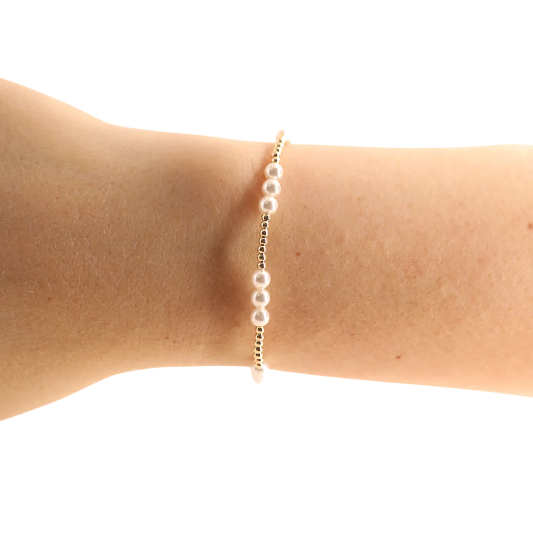 Beaded Blondes ILY Pearl Gold Bracelet Extended