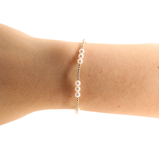 Beaded Blondes ILY Pearl Gold Bracelet Extended