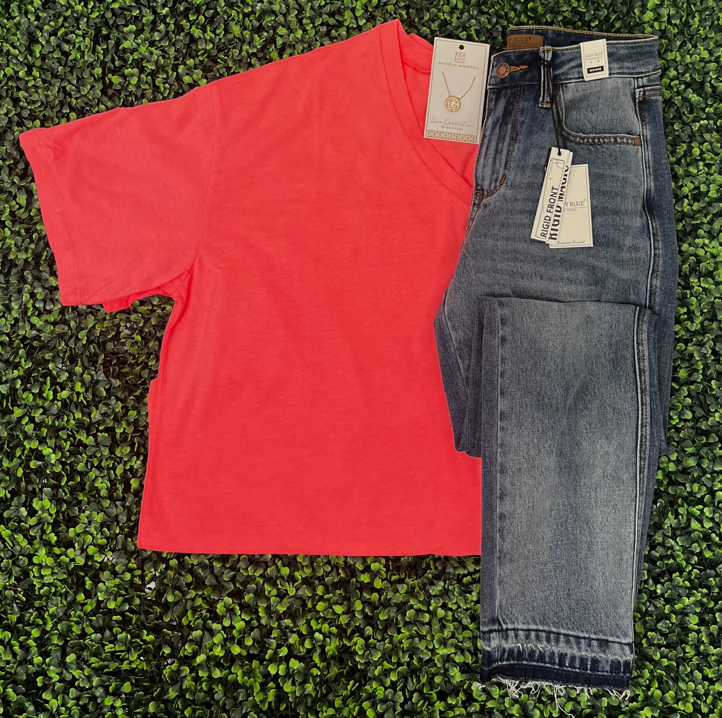 Coral V-Neck Casual Tee