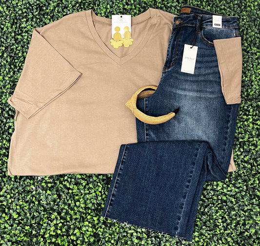 Tan V-Neck Tee