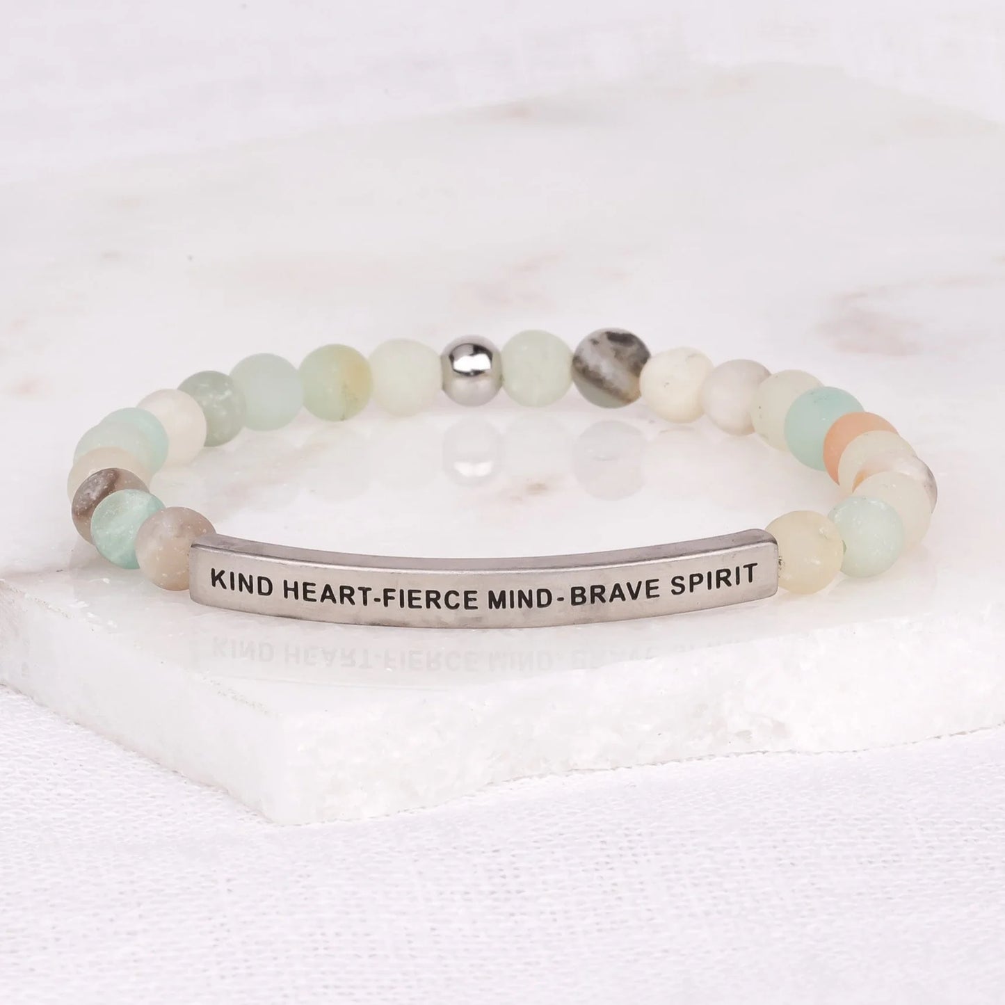 Inspiration Co Kind Heart, Fierce Mind, Brave Spirit Bracelet- Amazonite