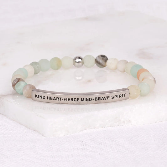 Inspiration Co Kind Heart, Fierce Mind, Brave Spirit Bracelet- Amazonite