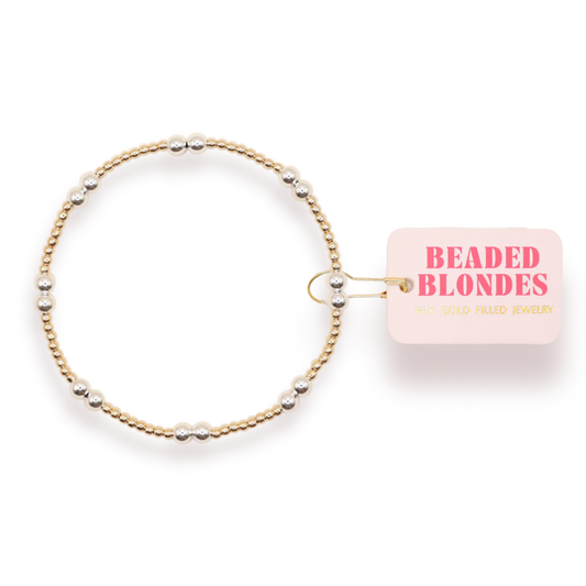 Beaded Blondes Leah Bracelet Extended  Gold with Silver