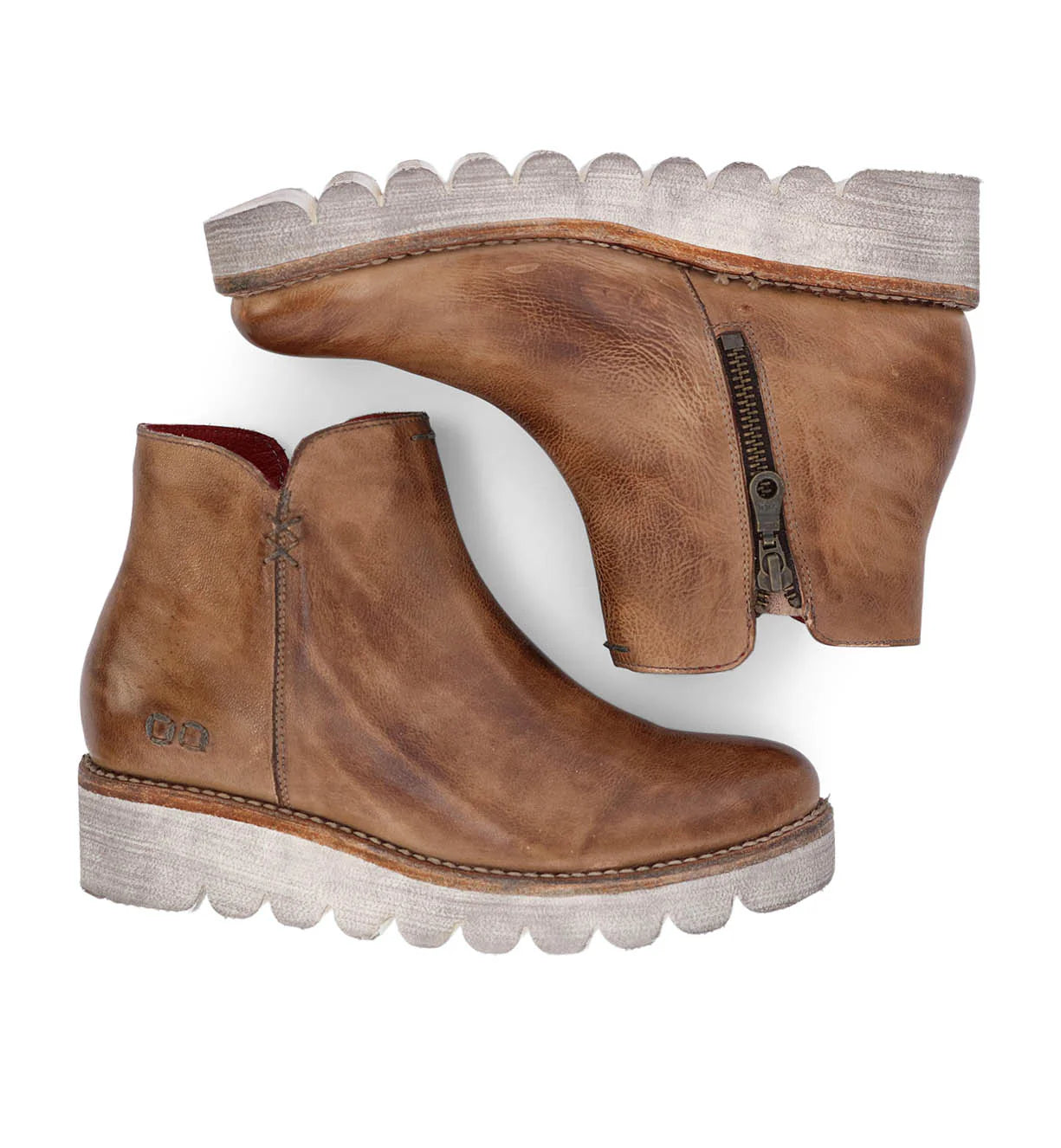 BedStu Lydyi Tan Rustic Ankle Boots