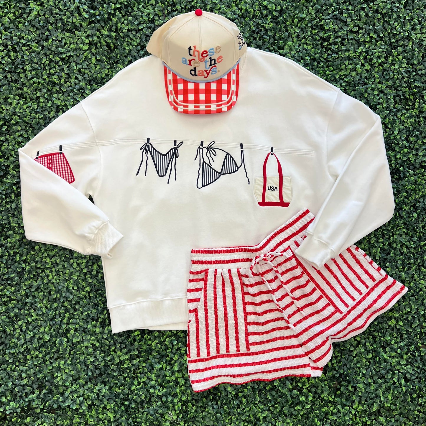 Oversized Red/White/Blue Crew