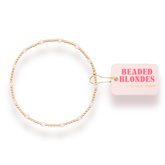 Beaded Blondes White Dainty Poppi Gold Bracelet