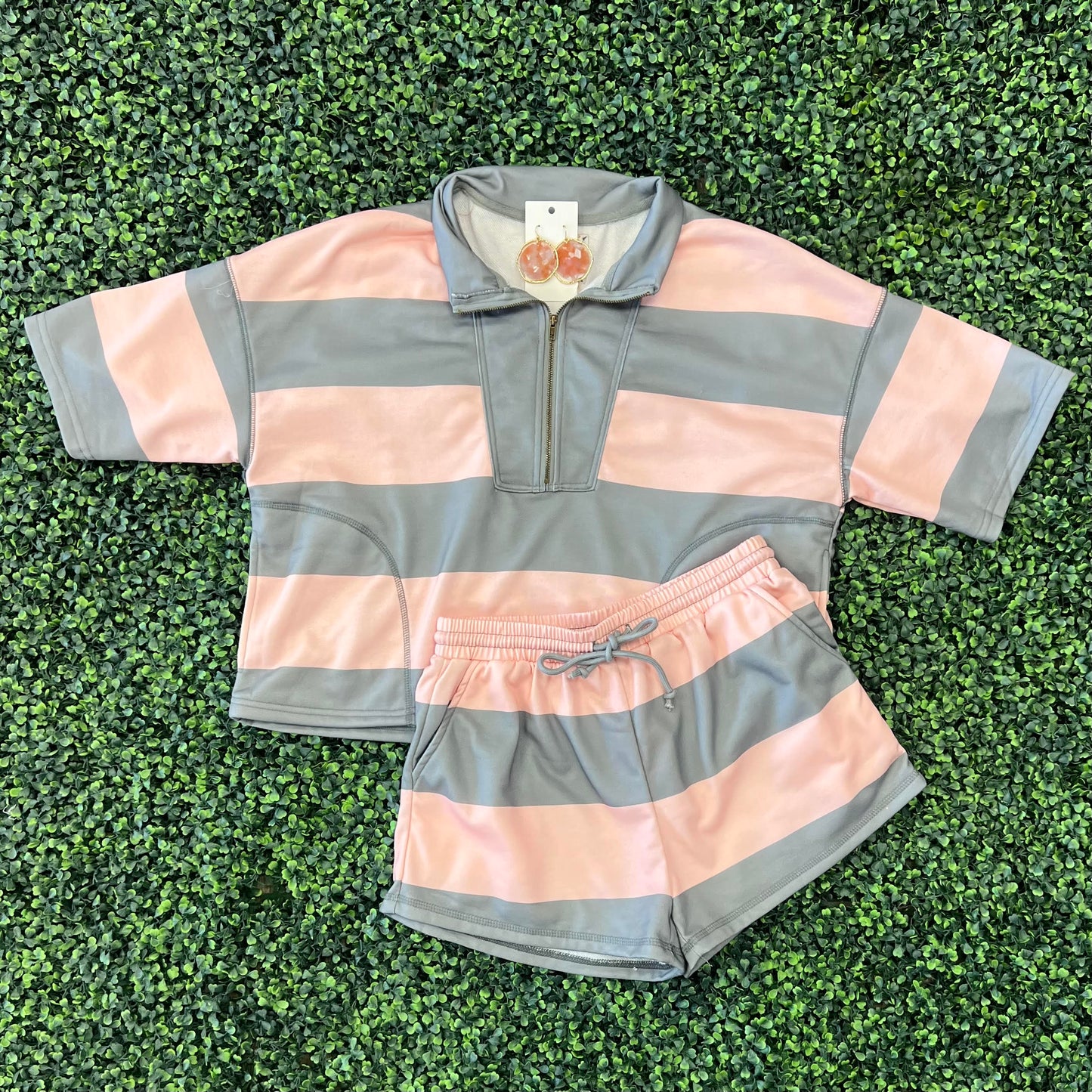 Zip Striped Shorts